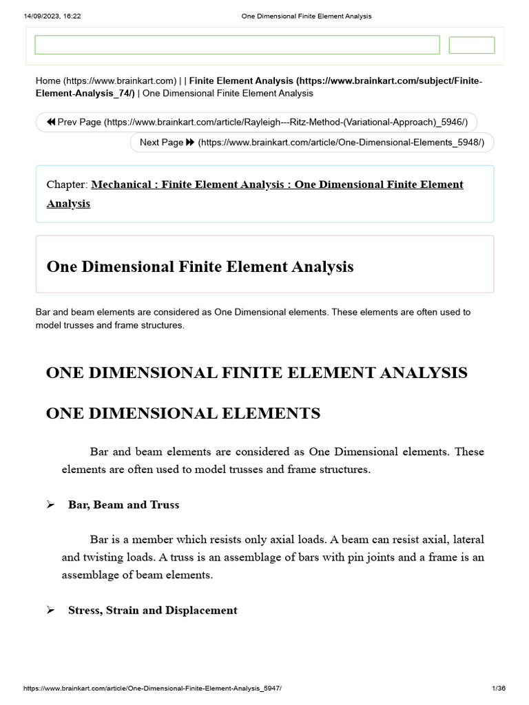 One-Dimensional Finite Element Analysis | PDF | Stress (Mechanics ...