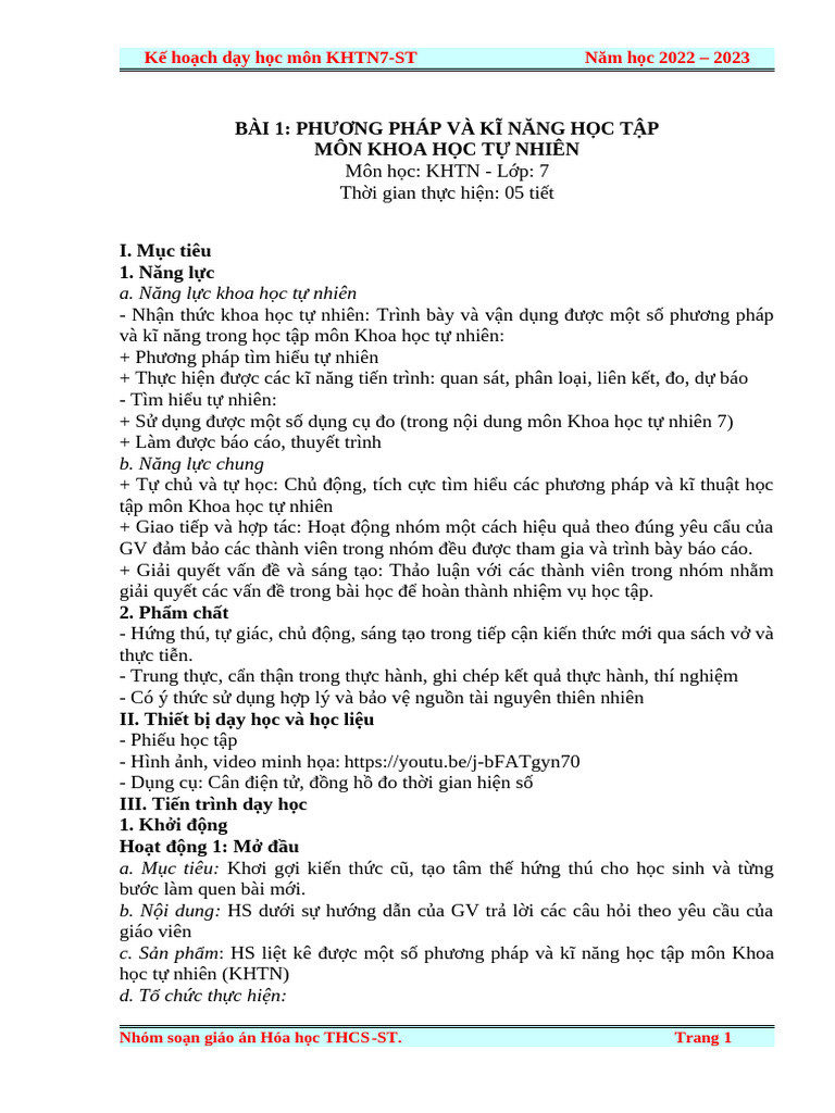 Bai 1 - PP Va KN Hoc T P Mon KHTN - KNTT - 7-St | PDF