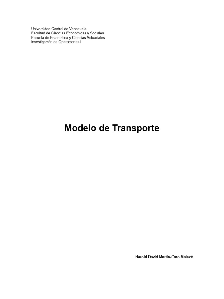 Modelo de Transporte en Programación Lineal | PDF | Programación lineal ...