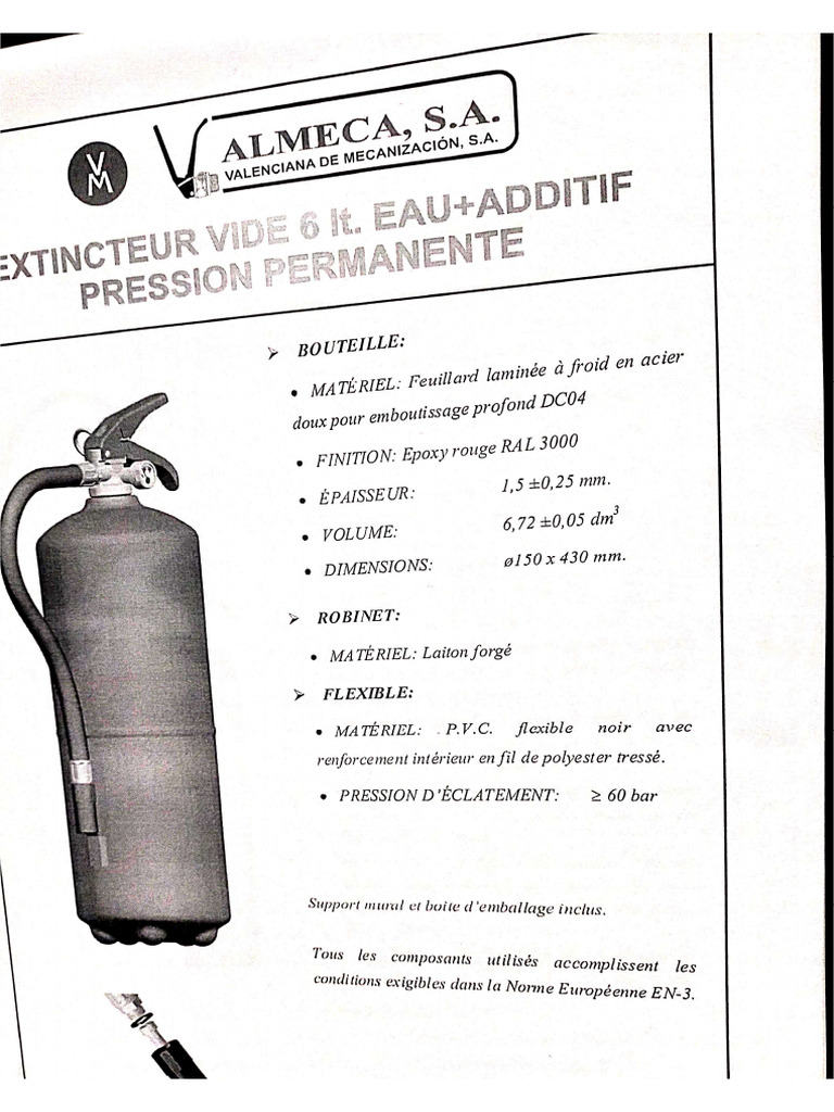 Prix N 1327 - Extincteur A Eau Pulverisee de 6 Litres | PDF