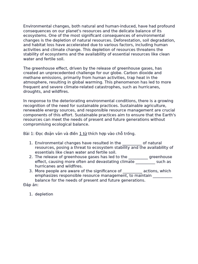 Impact of Environmental Changes on Resources | PDF