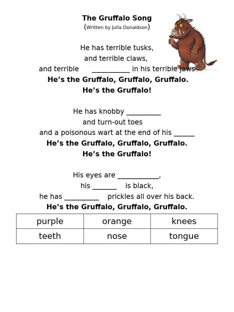 The Gruffalo Song Lyrics | PDF
