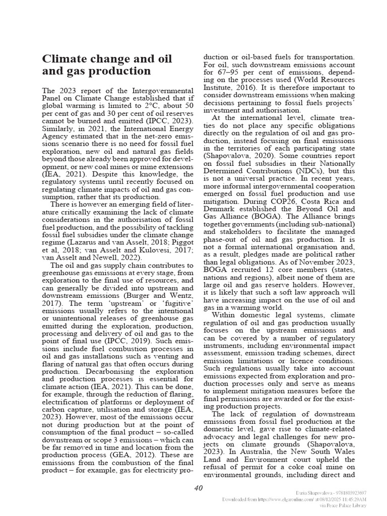 Chap 12 - Climate Change and Oil and Gas Production | PDF | Fossil ...