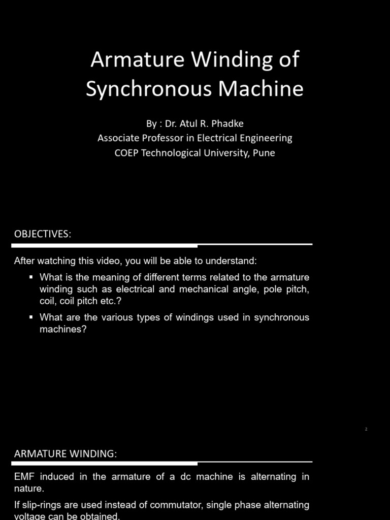 Armature Winding in Synchronous Machines | PDF | Electrical Components ...