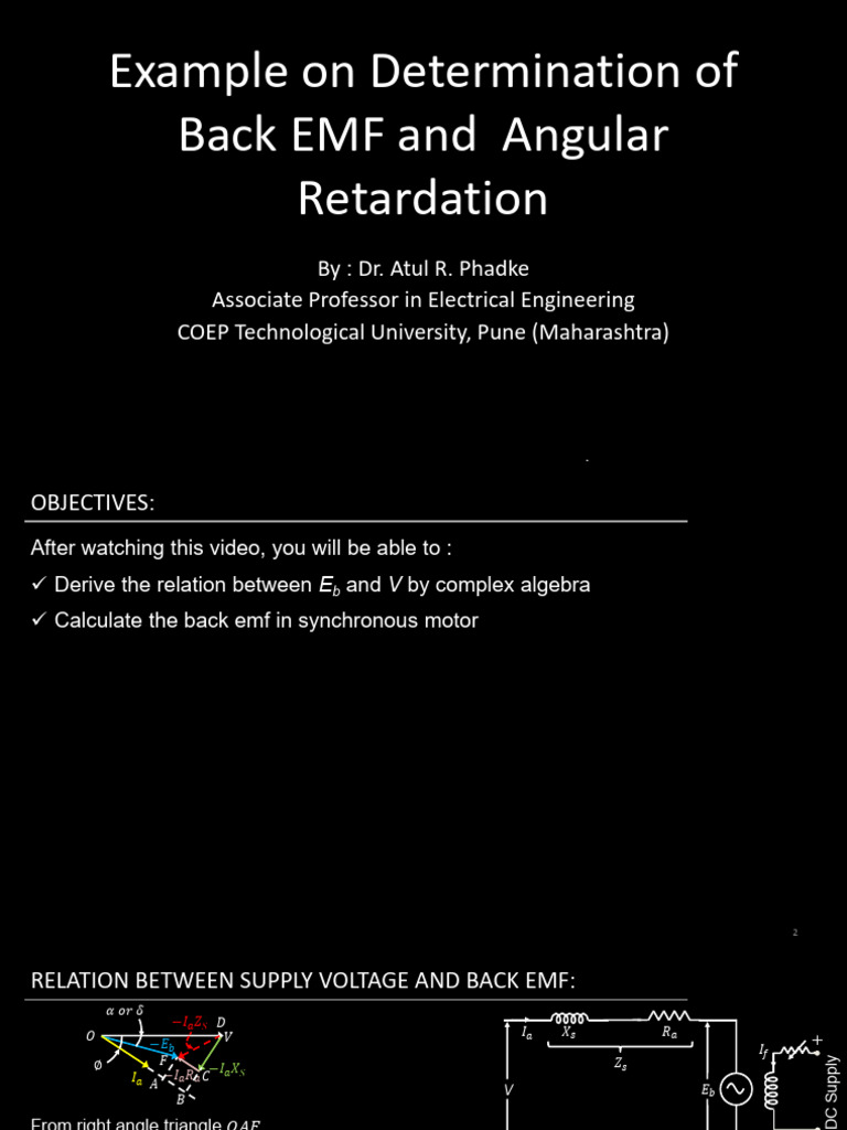 Load Angle and Back EMF Calculation | PDF | Manufactured Goods ...