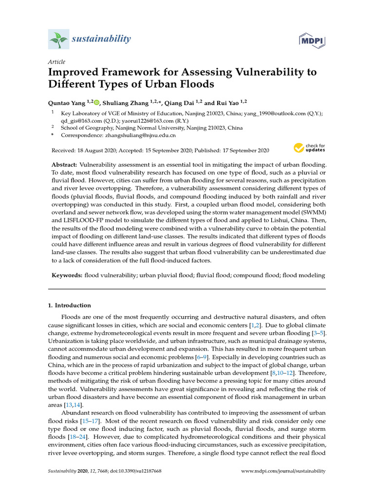 Urban Flood Vulnerability Assessment Framework | PDF | Flood | Surface ...