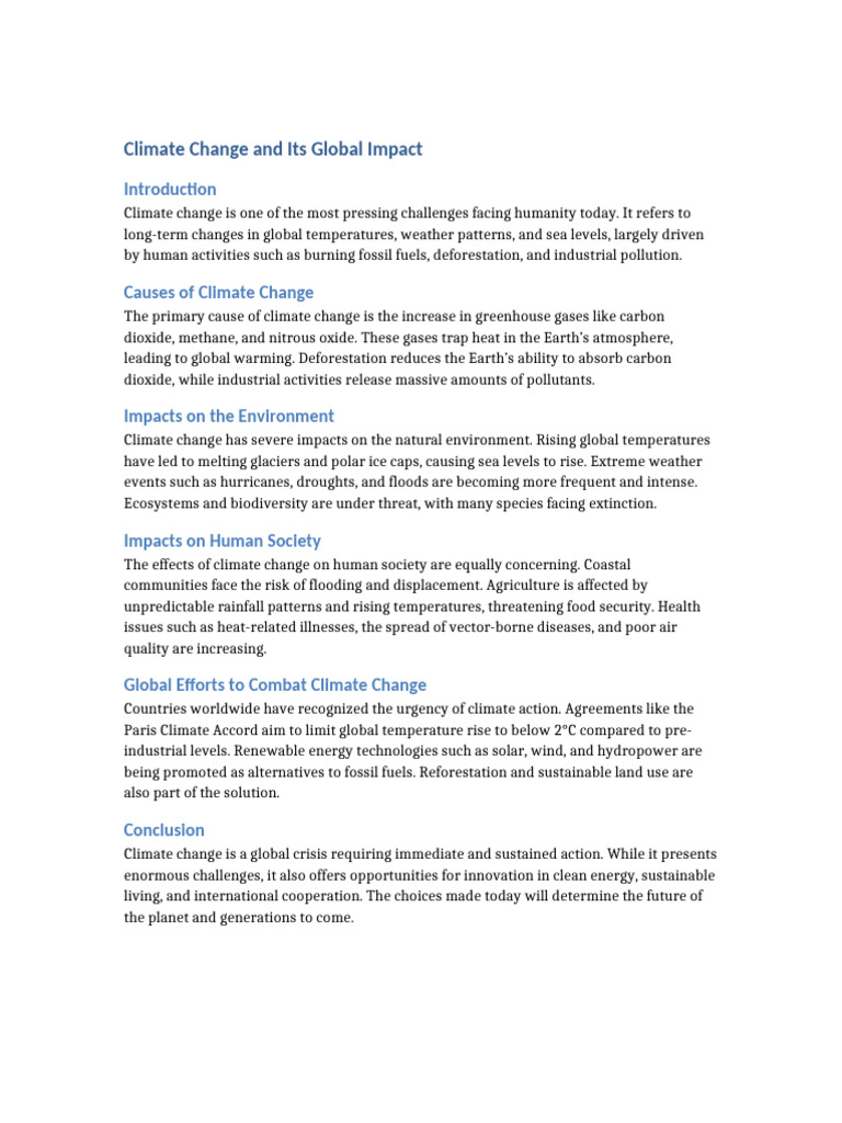 Global Climate Change Impacts Explained | PDF