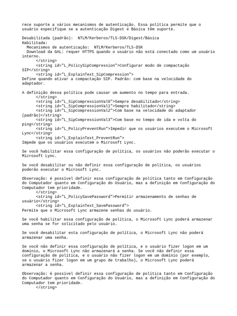 Políticas de Configuração do Microsoft Lync | PDF | Sistema de Nomes de ...