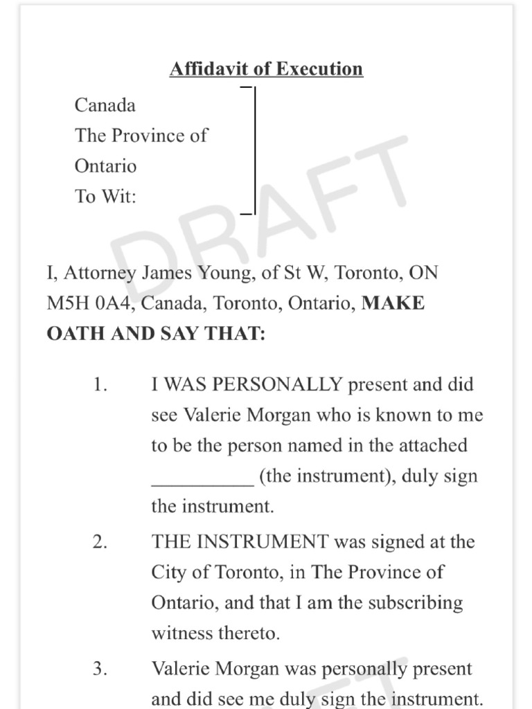 Affidavit of Execution For Canadians | PDF