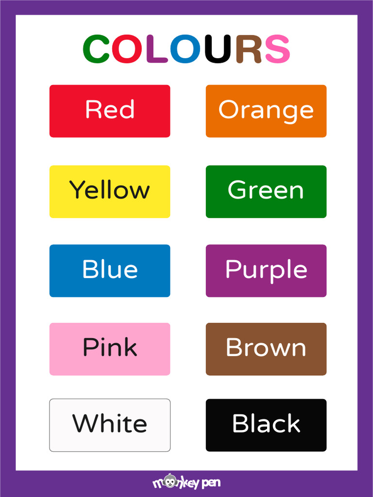 Colors With Spellings | PDF