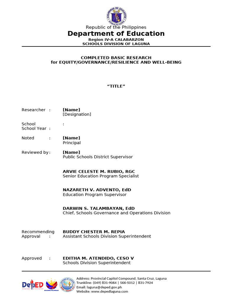 Completed Basic Research Template | PDF | Paragraph | Data