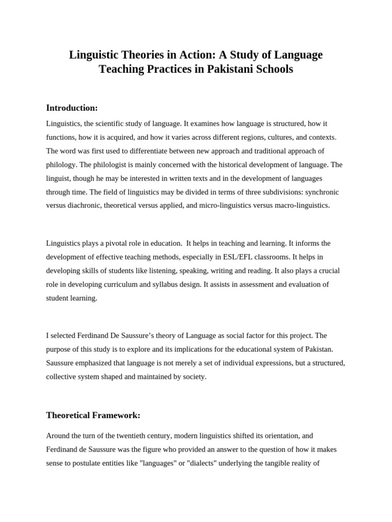 Linguistic Theories in Pakistani Education | PDF | Linguistics ...