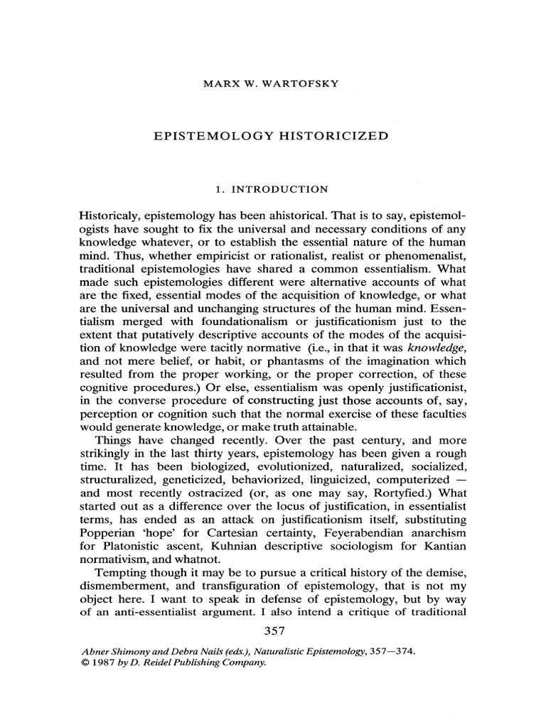 Historical Epistemology Explained | PDF | Epistemology | Mind