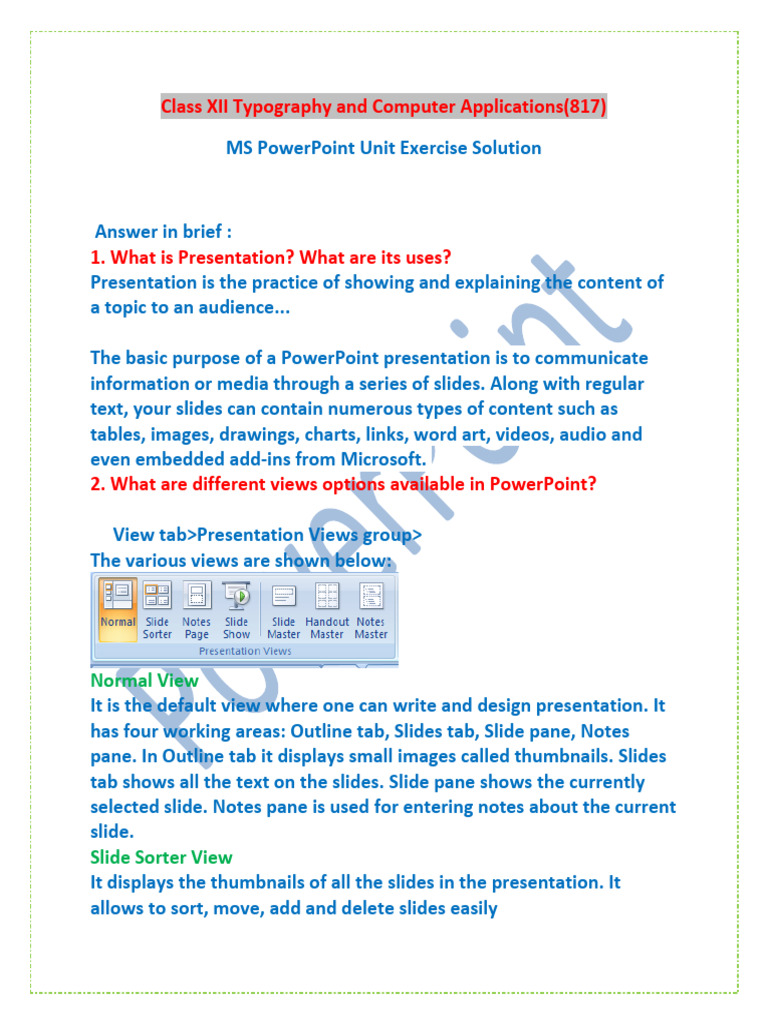MS PowerPoint Unit Exercise Guide | PDF | Microsoft Power Point | Page ...