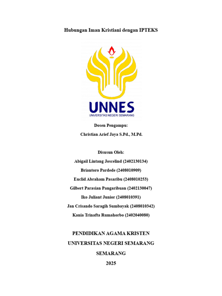 Iman Kristiani dan Perkembangan IPTEKS | PDF