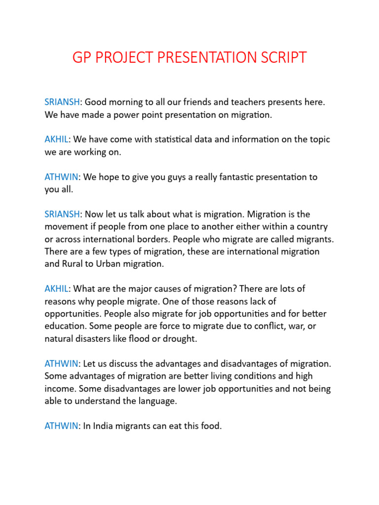 GP Project Presentation Script | PDF