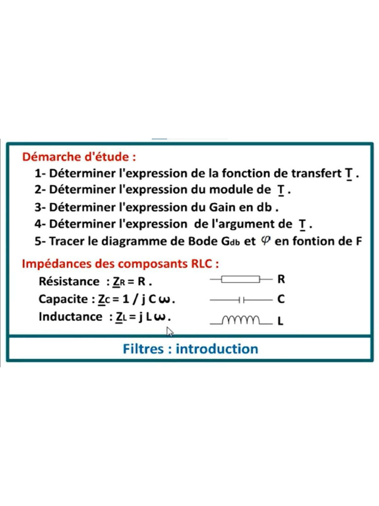 Filtre Passif RC PASSE BAS Premier Ordre PDF — free download