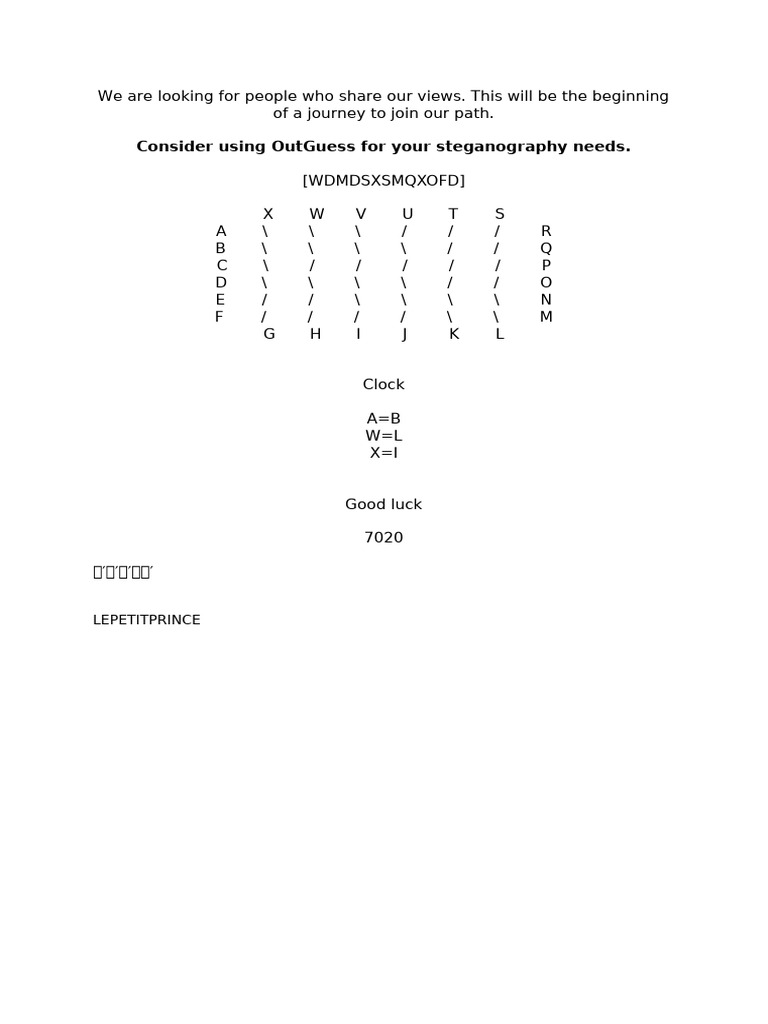 Consider Using Outguess For Your Steganography Needs.: Lepetitprince | PDF