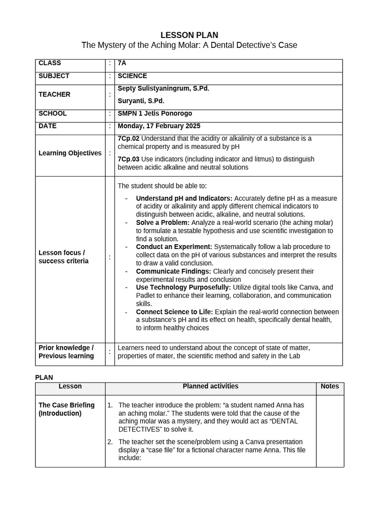 Lesson Plan - Workshop 2025 | PDF | Ph | Taste