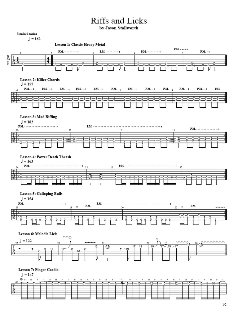 Guitar Riffs and Licks Lessons Guide | PDF | Elements Of Music | Music ...