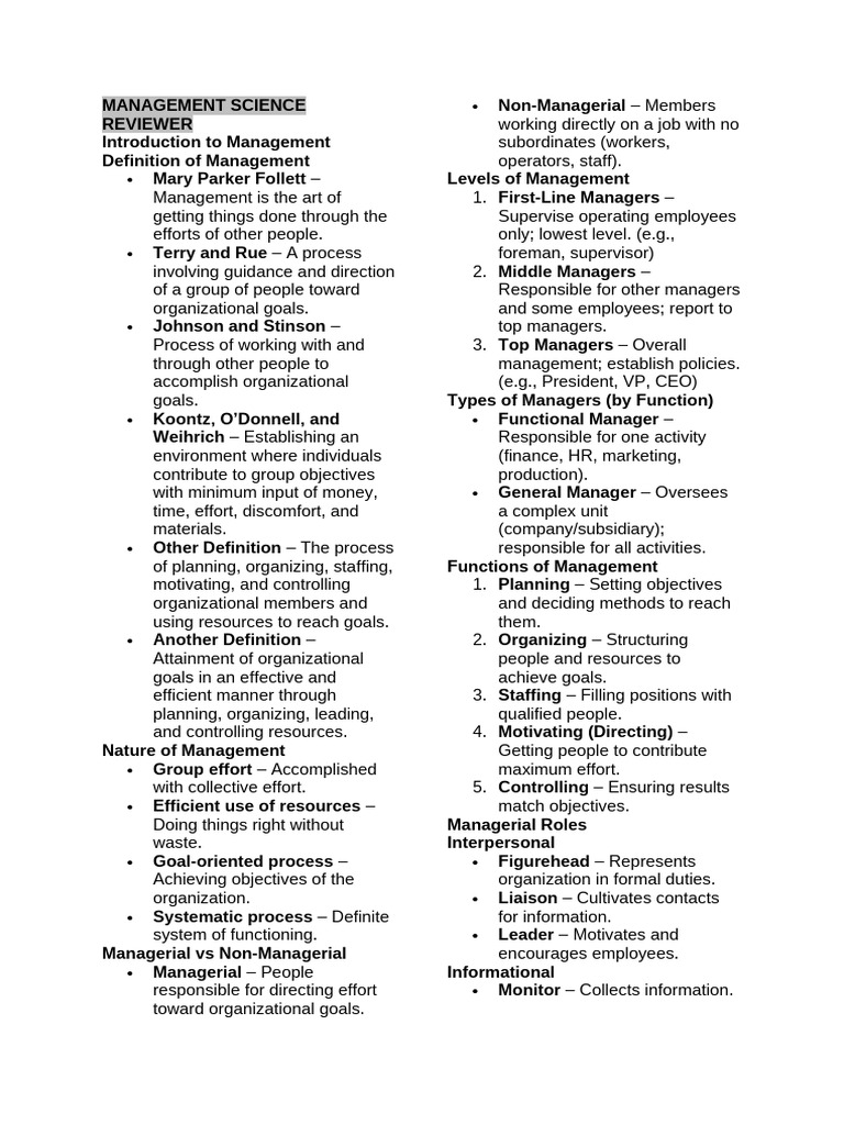 Management Science Overview and Functions | PDF | Goal | System