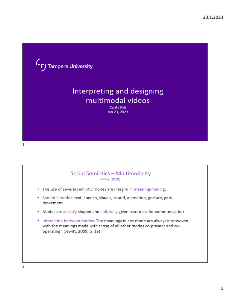 Interpreting and Designing Multimodal Videos | PDF | Rhetoric | Cognition
