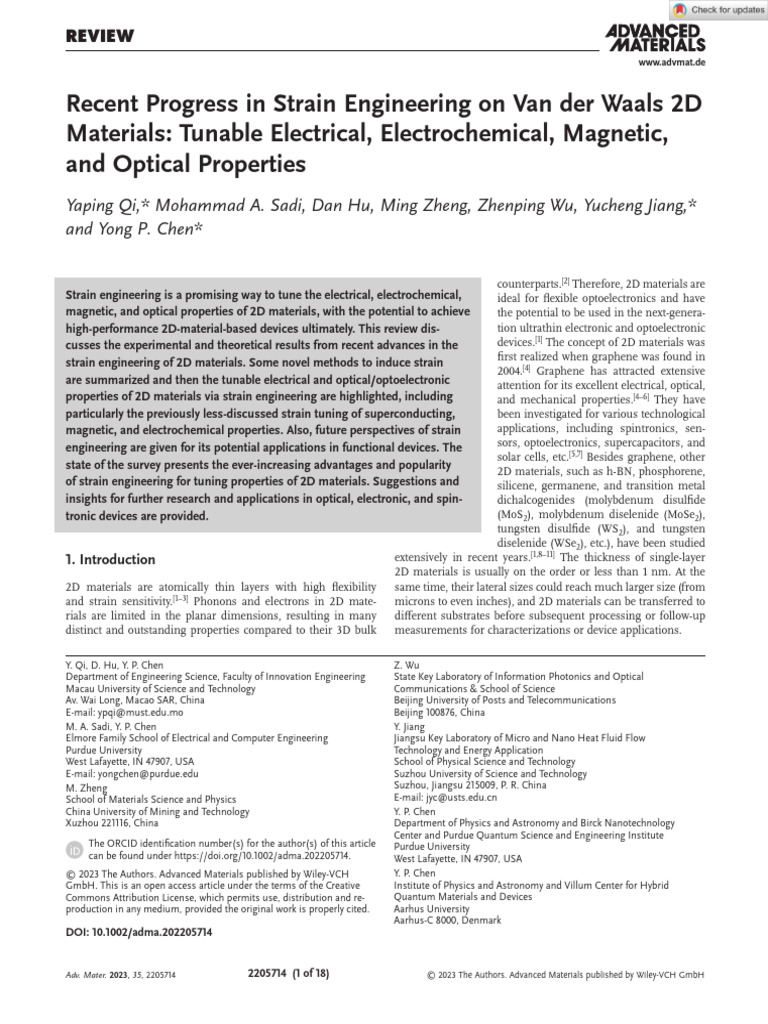 Strain Engineering in 2D Materials Review | PDF | Thin Film | Graphene