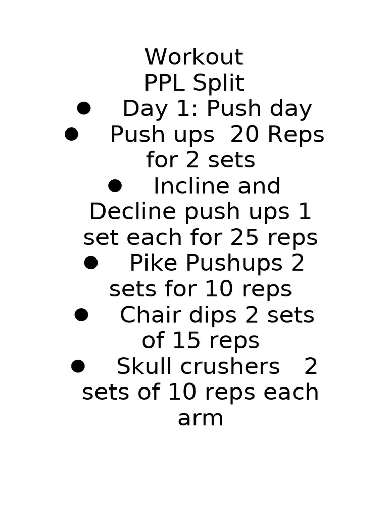 PPL Workout Plan: Push, Pull, Legs | PDF