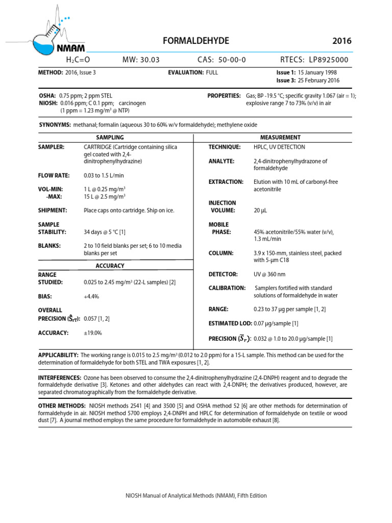 Formal Dehyd | PDF | Formaldehyde | High Performance Liquid Chromatography