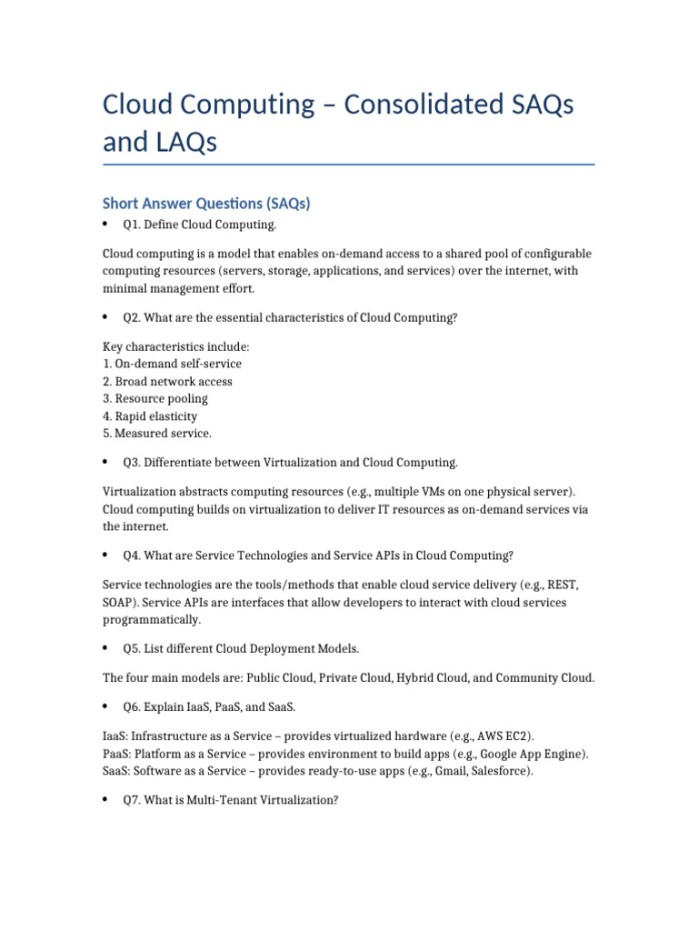 Cloud Computing: Key Concepts and Models | PDF | Cloud Computing ...