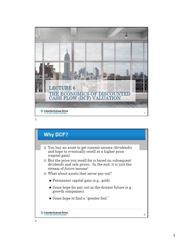 Lecture 6 DCF Overview | PDF | Discounted Cash Flow | Free Cash Flow