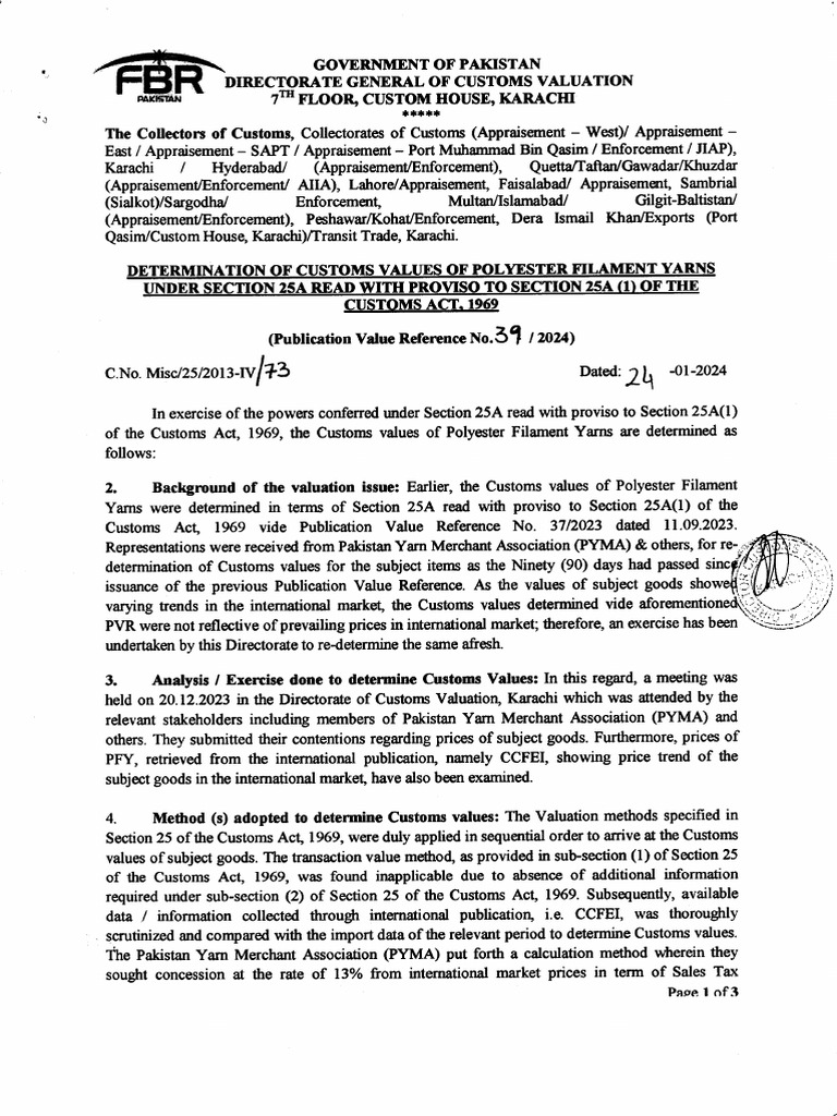 Customs Valuation of Polyester Yarns | PDF | Customs | Valuation (Finance)