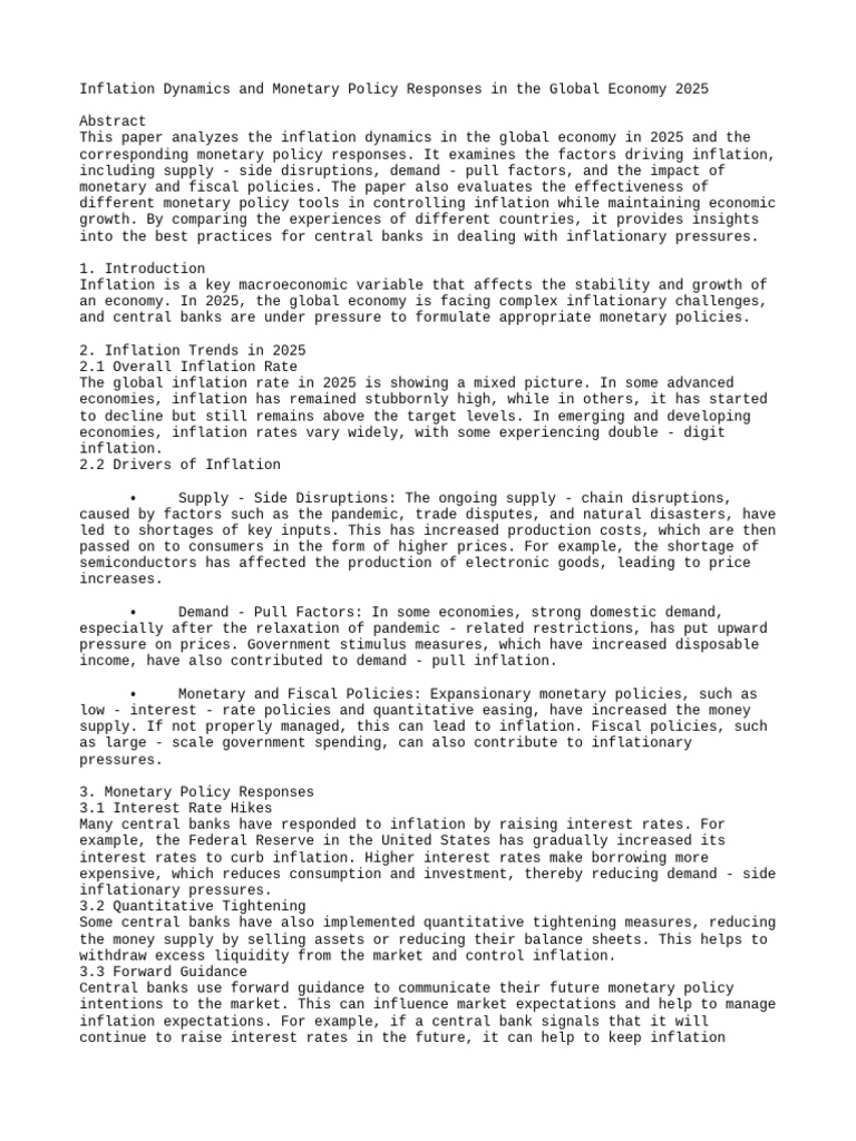 Inflation and Monetary Policy in 2025 | PDF | Inflation | Monetary Policy