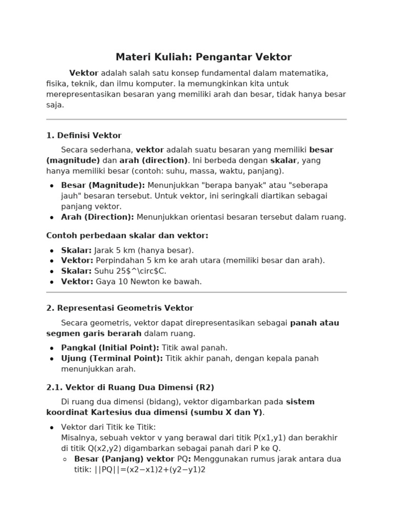 Pengantar Konsep Vektor dan Operasinya | PDF