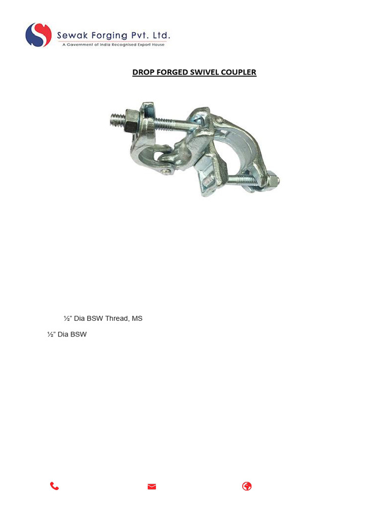 Data Sheet Drop Forged Swivel Coupler | PDF