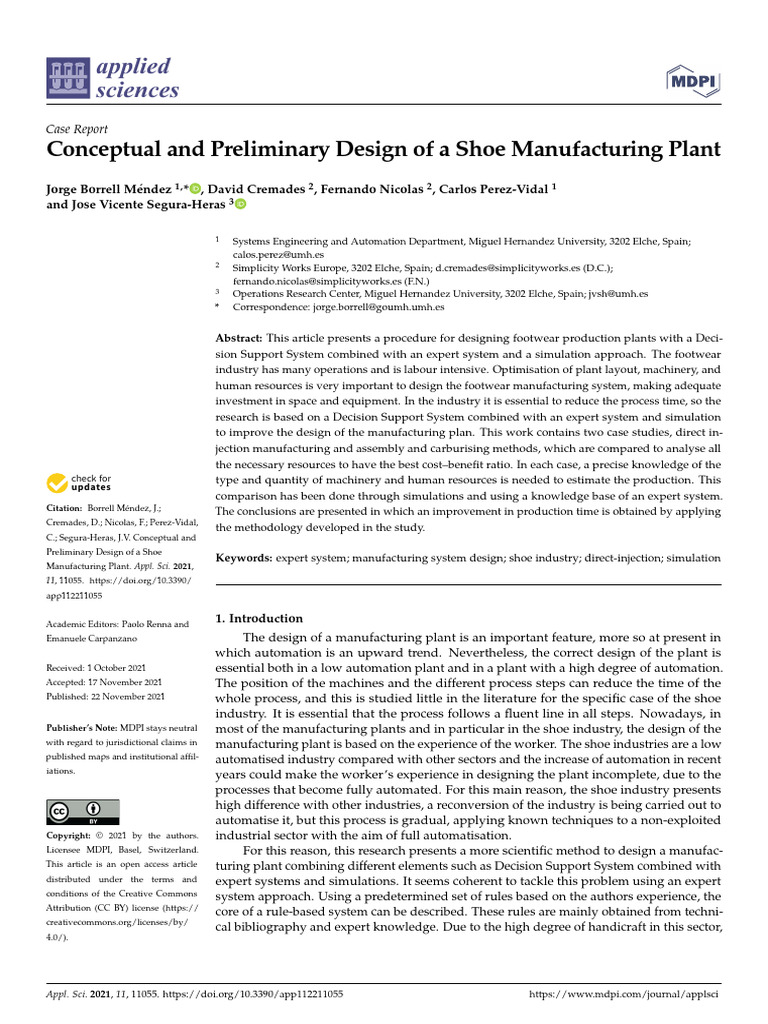 Shoe Manufacturing Plant Design Guide | PDF | Simulation | Shoe