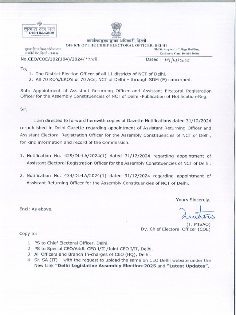 Delhi Election Notification 2024 | PDF | Government | Government ...
