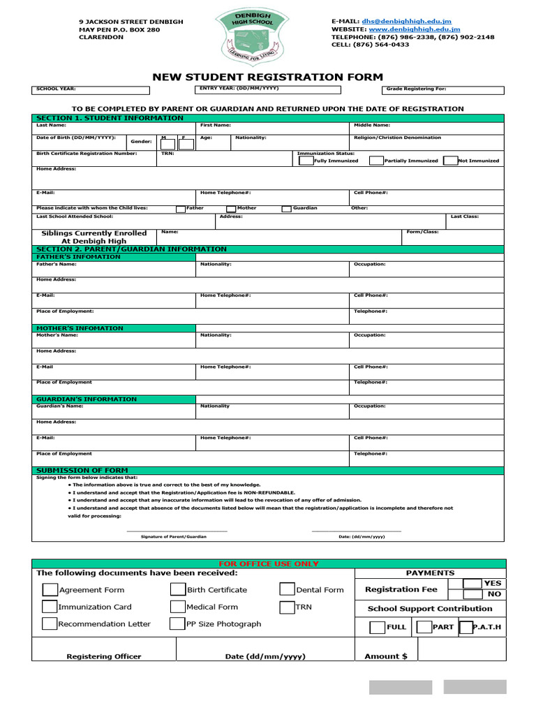 New Student Fillable Form | PDF | Birth Certificate