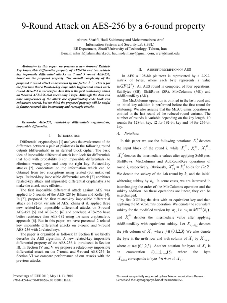 6-Round Differential Attack on AES-256 | PDF | Security Engineering ...