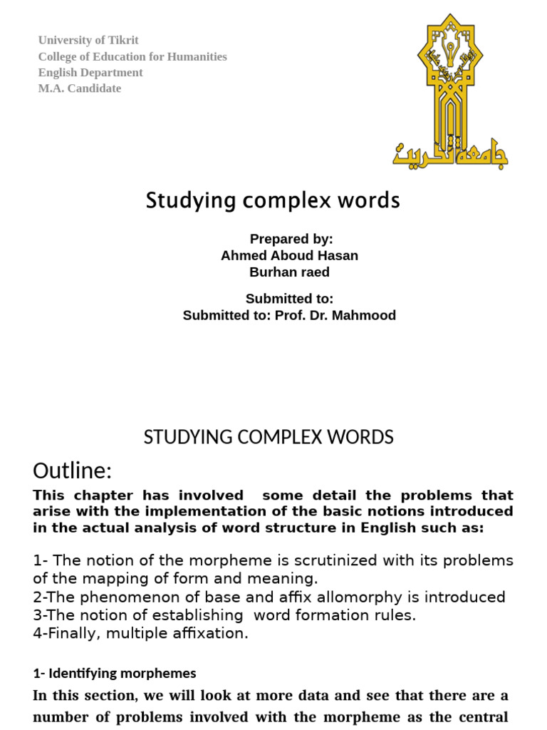 Analyzing Complex Words in English | PDF | Word | Morphology (Linguistics)