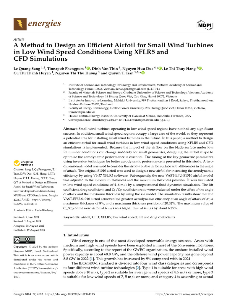Efficient Airfoil Design for Low Wind Turbines | PDF | Wind Power | Airfoil