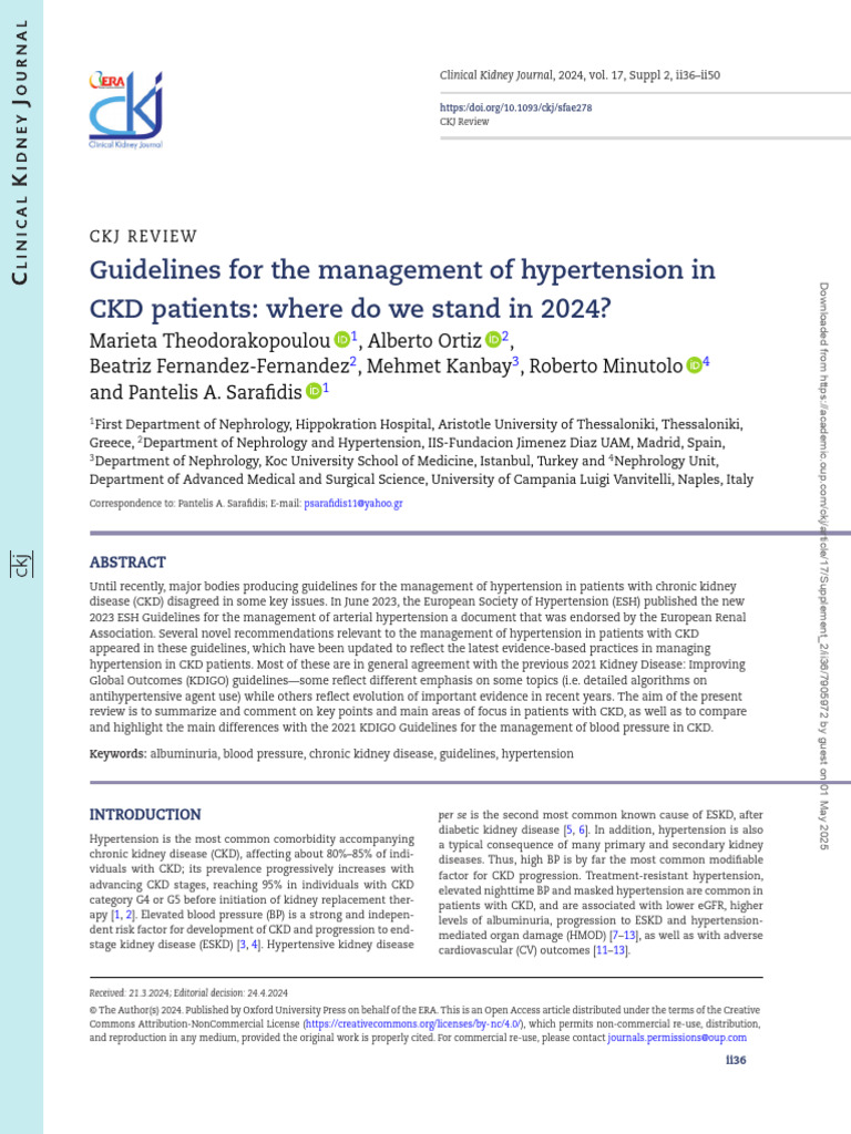 2024 CKD Hypertension Management Guidelines | PDF | Chronic Kidney ...