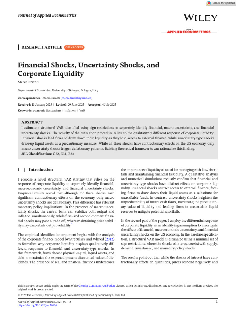 J of Applied Econometrics - 2025 - Brianti - Financial Shocks ...