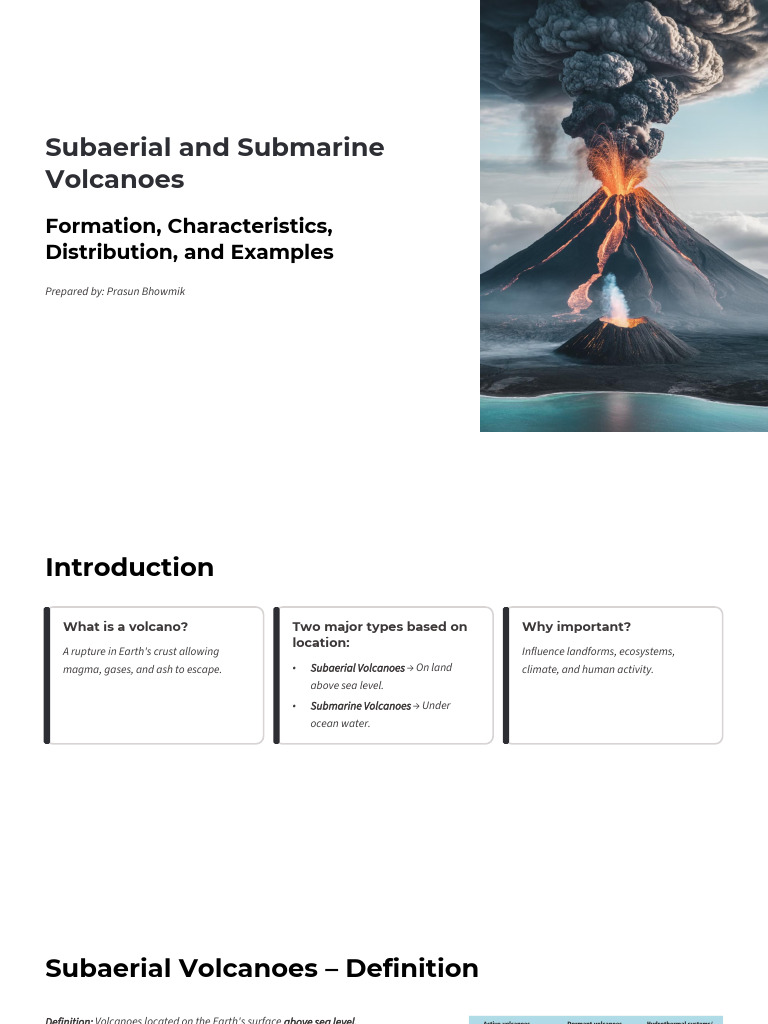 Subaerial vs Submarine Volcanoes Explained | PDF | Volcano | Lava