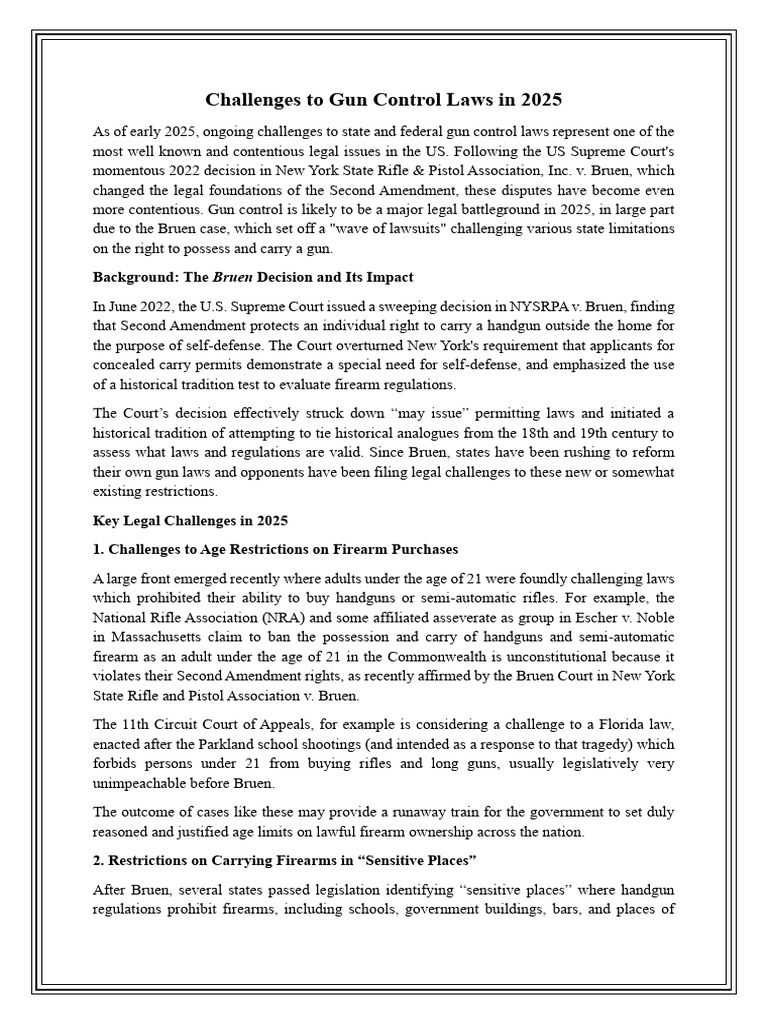 Challenges To Current Gun Control Laws in 2025 | PDF | Overview Of Gun ...
