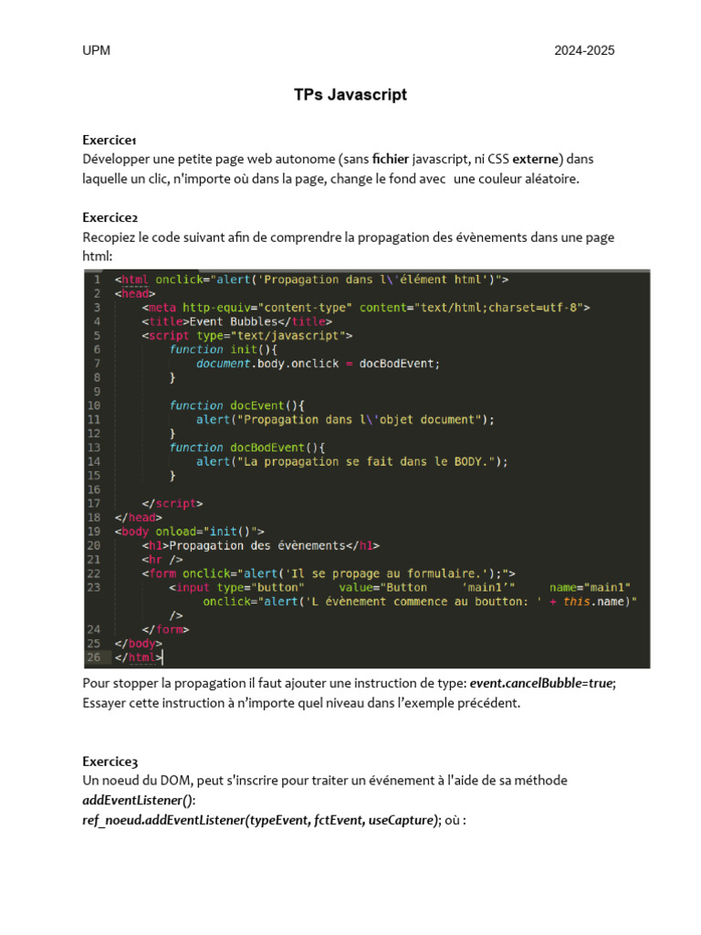 Exercices de programmation JavaScript UPM 2024-2025 | PDF | JavaScript ...