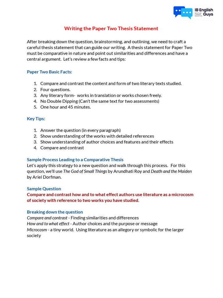 97 - Writing The Paper Two Thesis Statement | PDF