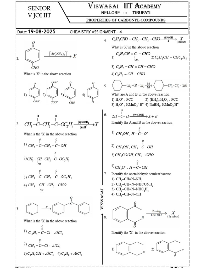 SR V Joi Iit Chem - 4 Assignment - 250823 - 134132 | PDF | Aldehyde ...