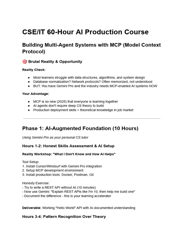 CSE-IT 60-Hour AI Production Course | PDF | Artificial Intelligence ...