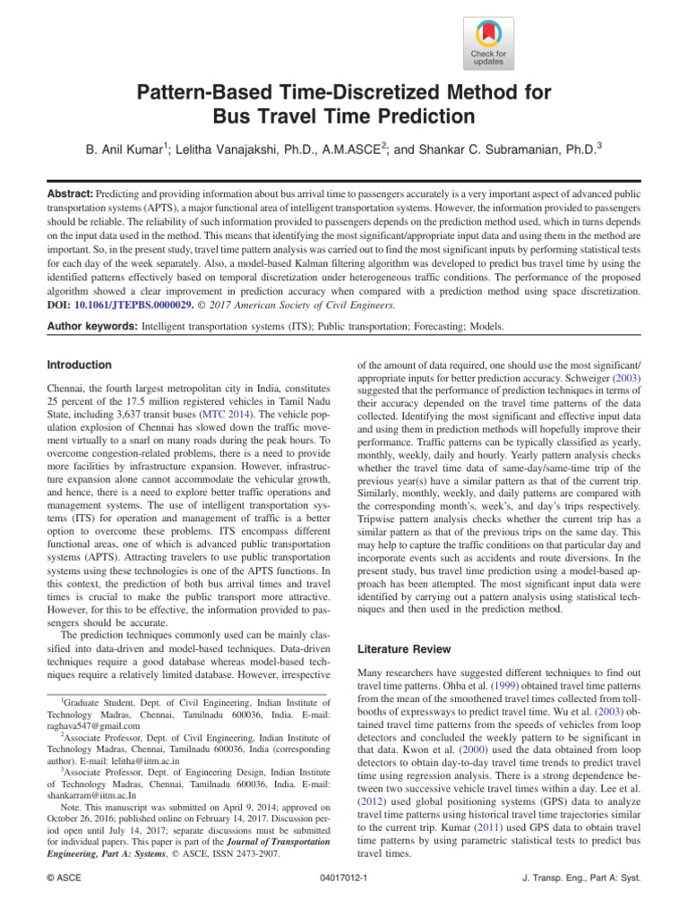 Bus Travel Time Prediction Method | PDF | Prediction | Support Vector ...